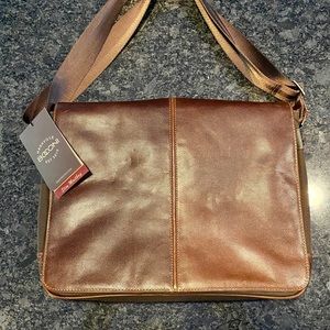 New Boconi full flap genuine leather messenger bag